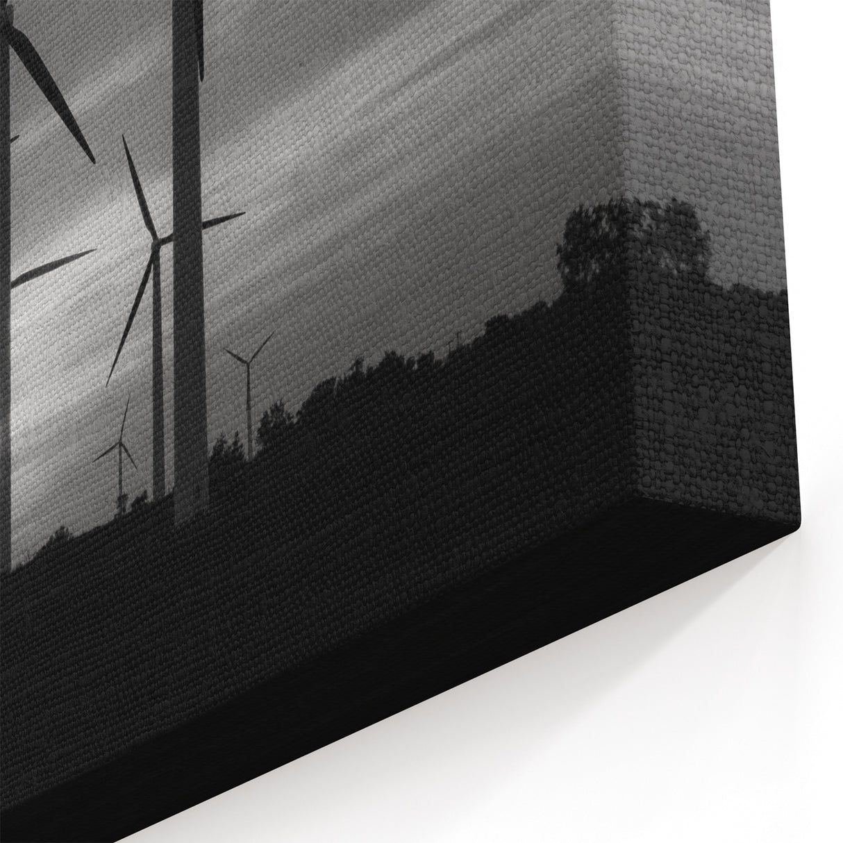 Monochrome Windmill Silhouette Art - Black and White Windmill Canvas