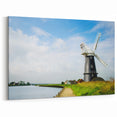 Coastal Windmill Wall Art - Tranquil Waterside Canvas Print Decor