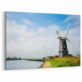 Coastal Windmill Wall Art - Tranquil Waterside Canvas Print Decor