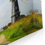 Coastal Windmill Wall Art - Tranquil Waterside Canvas Print Decor
