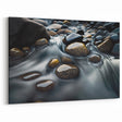 Flowing Water Over Stones - Serene River Rock Art, Nature-Inspired Decor