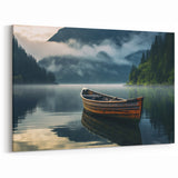 Moody Rowboat on Misty Lake - Atmospheric Coastal Wall Art Print