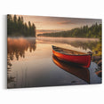 Sunset Rowboat on Misty Lake - Warm Coastal Wall Art Print