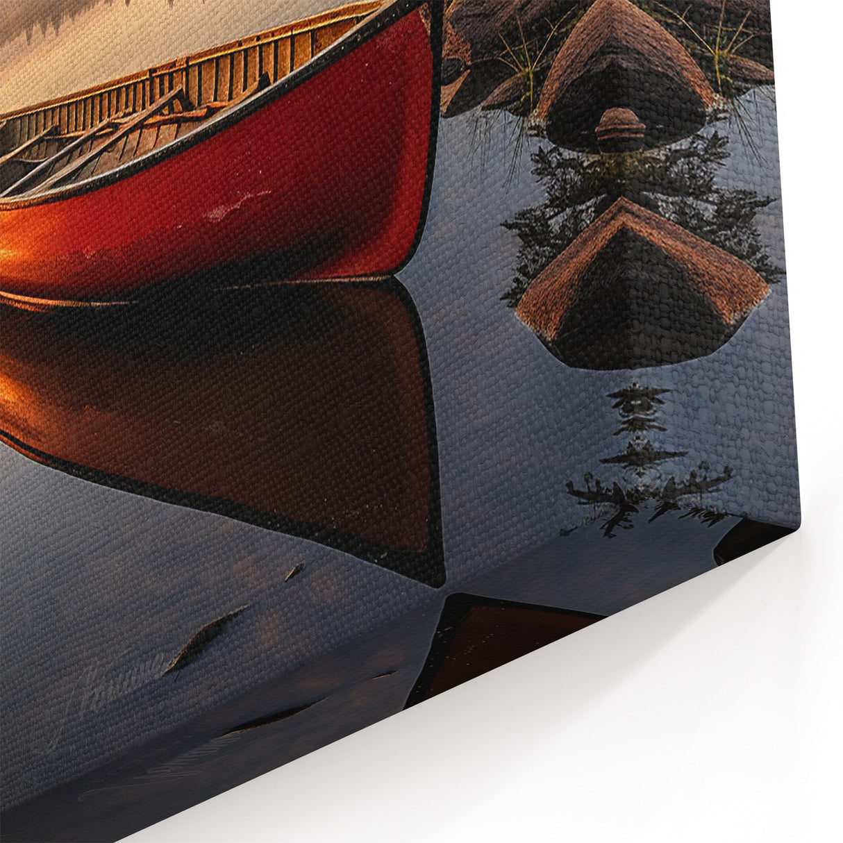 Sunset Rowboat on Misty Lake - Warm Coastal Wall Art Print