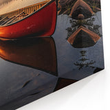 Sunset Rowboat on Misty Lake - Warm Coastal Wall Art Print