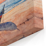 Sunrise Rowboat on Sandy Shore - Vibrant Coastal Wall Art Print