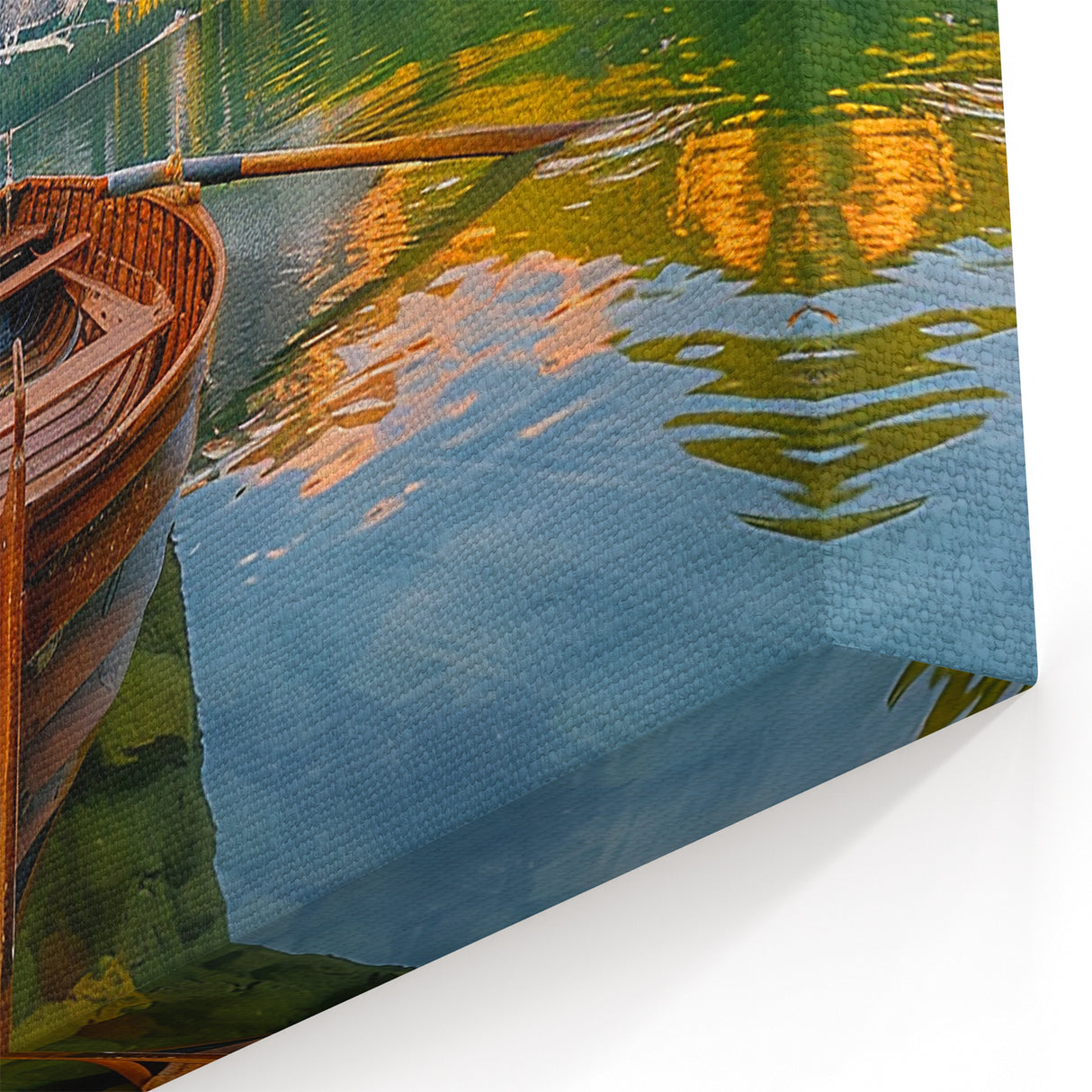 Majestic Rowboat on Mountain Lake - Scenic Coastal Wall Art Print