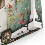 Floral Camper Van Art - Whimsical and Colorful Adventure Wall Art Print