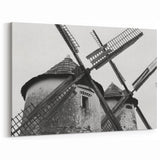 Rustic Windmill Wall Art - Black and White Windmill Framed Canvas Print