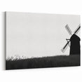 Minimalist Windmill Wall Art - Black and White Windmill Silhouette Print