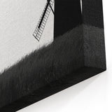 Minimalist Windmill Wall Art - Black and White Windmill Silhouette Print