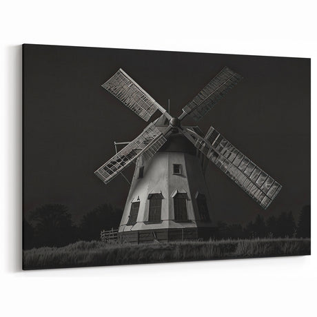 Moody Windmill Wall Art - Dark and Dramatic Windmill Canvas Print