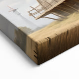 Serene Windmill Wall Art - Rustic Wooden Windmill Canvas Print for Home