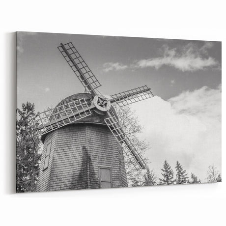 Classic Windmill Wall Art - Black and White Windmill Photography Print