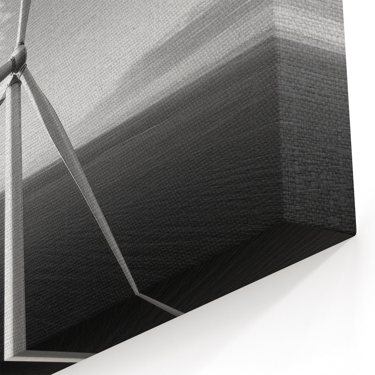 Modern Wind Turbine Wall Art - Black and White Ocean View Canvas Print