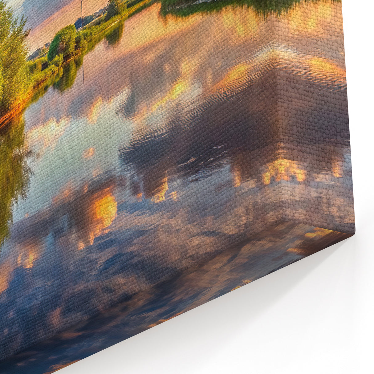 Tranquil Windmill by the River Wall Art - Vibrant Dutch Landscape Print