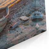 Rustic Rowboat on Urban Shoreline - Coastal Wall Art Print