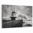 Majestic Windmill Wall Art - Stunning Black & White Canvas Print