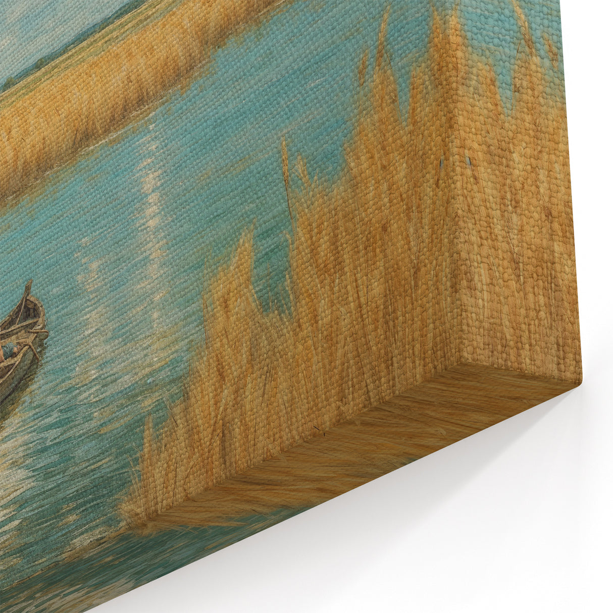Tranquil Rowboat in Golden Fields - Peaceful Coastal Wall Art Print