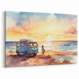 Watercolor Beach Sunset with Camper - Serene Coastal Wall Art Print