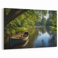 Peaceful Rowboat on Forest River - Serene Coastal Wall Art Print