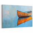 Vibrant Orange Rowboat Art - Modern Nautical Decor for Bold Spaces