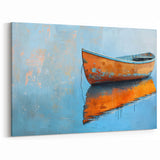 Vibrant Orange Rowboat Art - Modern Nautical Decor for Bold Spaces