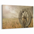 Rustic Windmill in Wheat Field - Tranquil Canvas Print