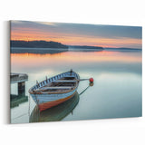 Serene Sunset Rowboat Art - Nautical Decor for Tranquil Spaces