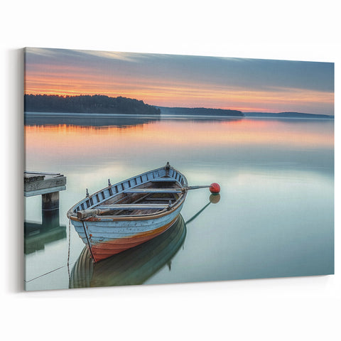 Serene Sunset Rowboat Art - Nautical Decor for Tranquil Spaces