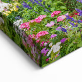 Rustic Water Wheel Garden - Vibrant Floral Landscape Canvas Art