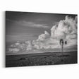Dramatic Windmill & Cloudscape - Black & White Canvas Art Print