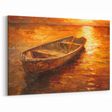 Fiery Sunset Rowboat Art - Vibrant Nautical Decor for Bold Spaces