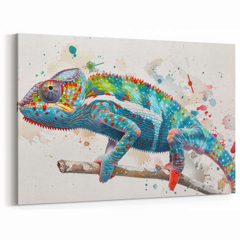 Abstract Chameleon Wall Art - Vibrant Reptile Canvas Print