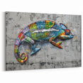 Urban Chameleon Wall Art - Vibrant Graffiti Reptile Canvas Print