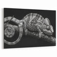 Monochrome Chameleon Wall Art - Black and White Reptile Canvas Print