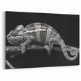 Black and White Chameleon Wall Art - Monochrome Reptile Canvas Print