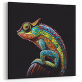 Abstract Chameleon Wall Art - Colorful Swirls Reptile Canvas Print