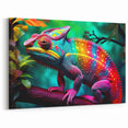 Rainbow Chameleon Wall Art - Vibrant Reptile Canvas Print
