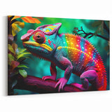 Rainbow Chameleon Wall Art - Vibrant Reptile Canvas Print