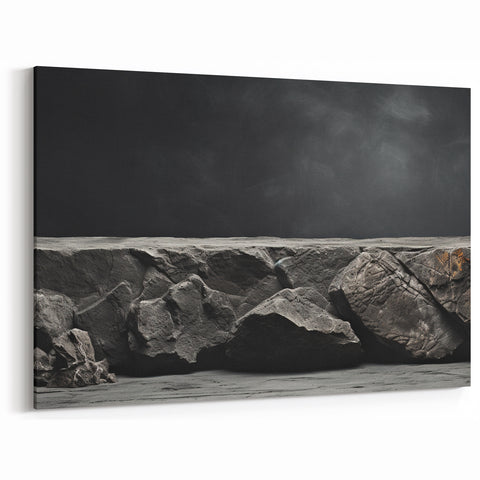 Minimalist Rock Wall Art - Dark Gray Landscape Rock Prints for Modern Decor