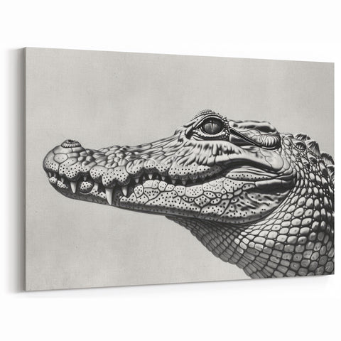 Monochrome Crocodile Portrait - Gator Wall Art for Stylish Decor