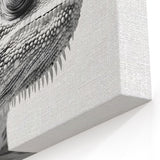 Monochrome Chameleon Wall Art - Black and White Reptile Canvas Print