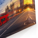 Service Vehicles Wall Art - Red London Bus with Big Ben Canvas Print