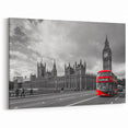 Service Vehicles Wall Art - Red Bus with Big Ben Monochrome Canvas Print