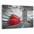 Service Vehicles Wall Art - Red Bus on Tower Bridge Canvas Print