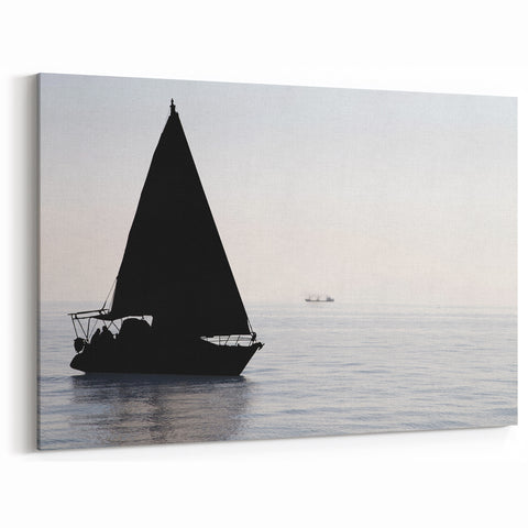 Serene Sailboat Silhouette Wall Art | Nautical Canvas for Coastal Decor