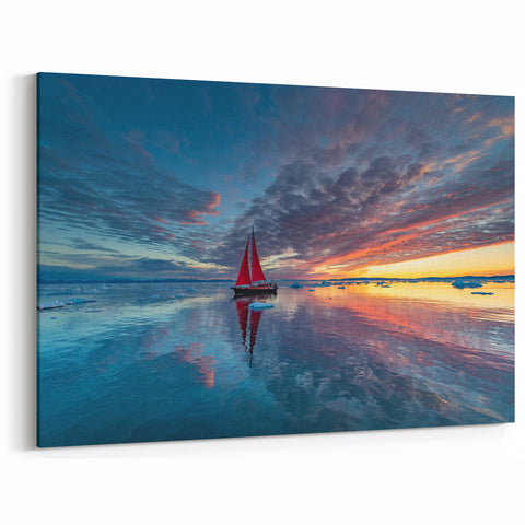 Dramatic Red Sails Sunset Wall Art | Nautical Canvas for Coastal Homes