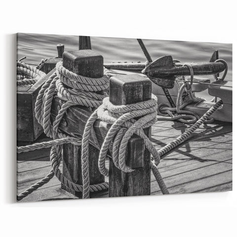 Nautical Ropes and Anchor Wall Art | Black and White Maritime Decor