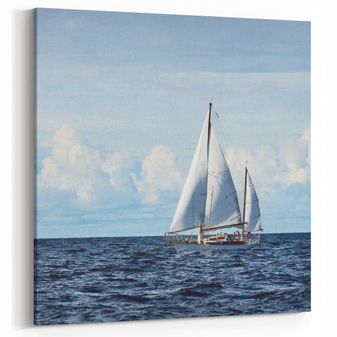 Open Ocean Sailboat Wall Art | Nautical Canvas for Coastal Decor